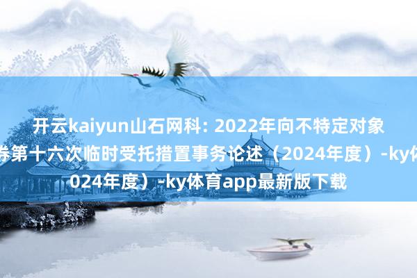 开云kaiyun山石网科: 2022年向不特定对象刊行可转念公司债券第十六次临时受托措置事务论述（2024年度）-ky体育app最新版下载