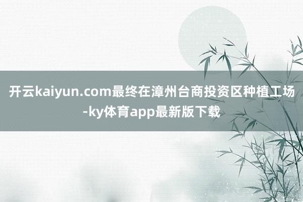 开云kaiyun.com最终在漳州台商投资区种植工场-ky体育app最新版下载